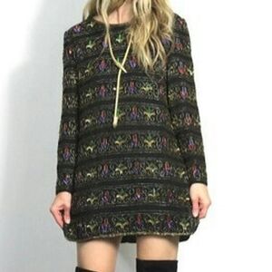 🎈Sale! Vintage 80s 90s Black Silk Beaded Sequins Multicolor Top S M